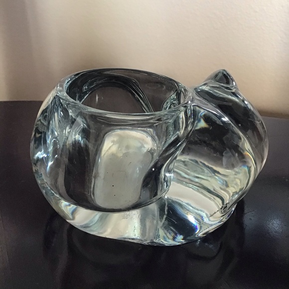 Indiana Glass Sleeping Cat Votive Candle Holder - Picture 2 of 4